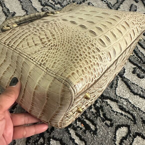 Brahmin mini Arno Tote| Tan Crocodile Embossed Leather Satchel - Picture 7 of 14